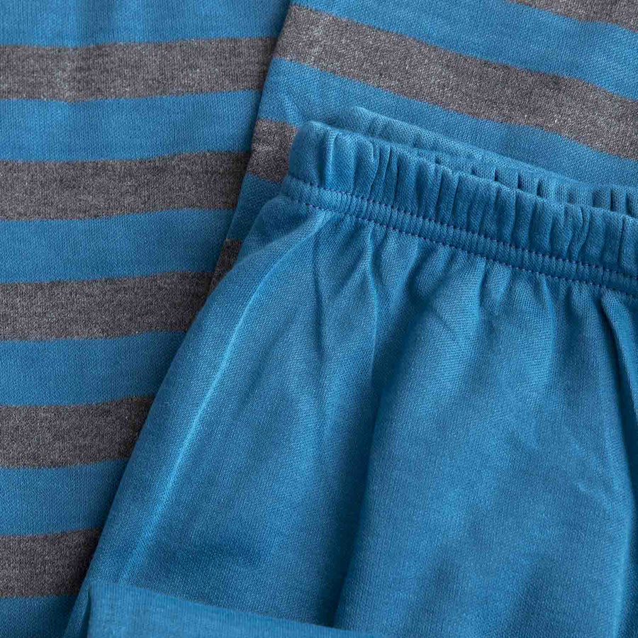 Pijama Hombre Rayas Afelpado Azul Petroleo