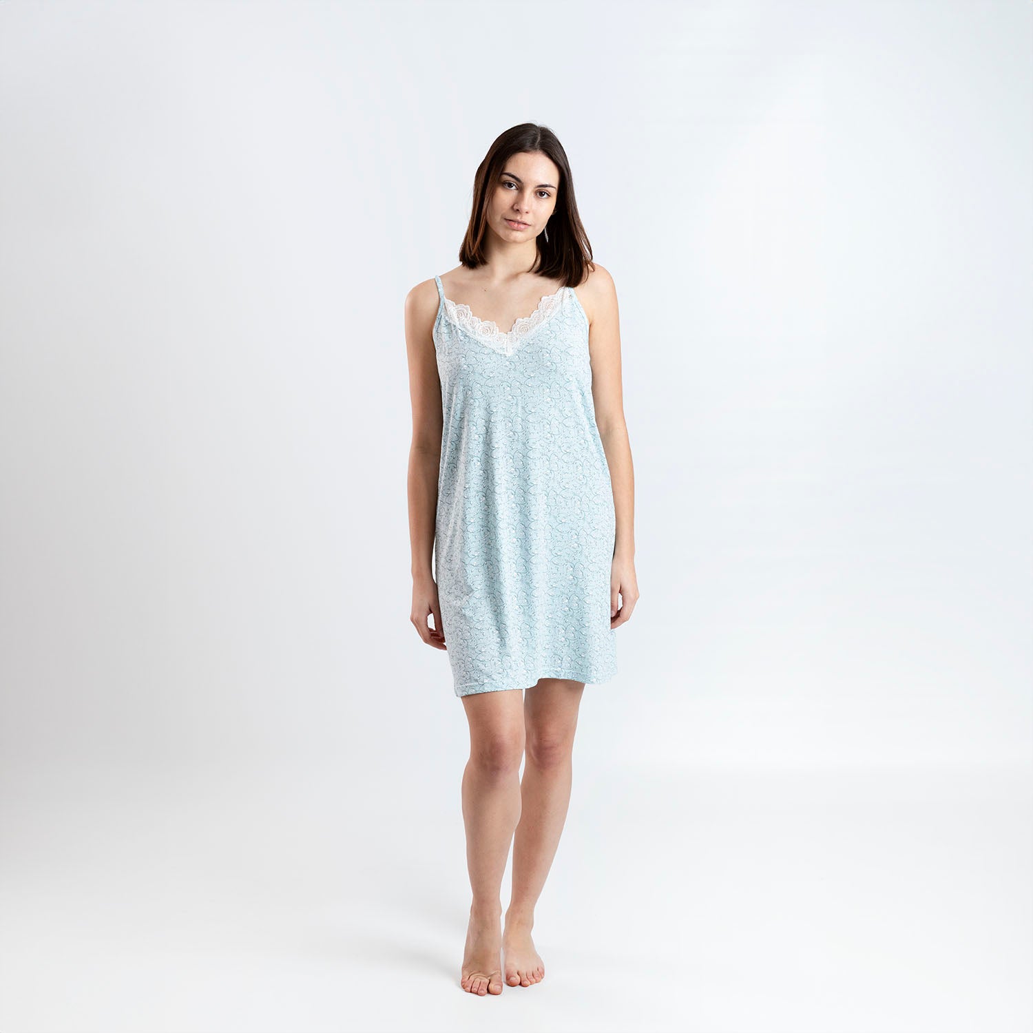 Conjunto Pijama Mujer Floral Agua Marina