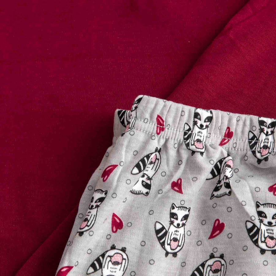 Pijama Mujer Mapache Afelpado Rojo