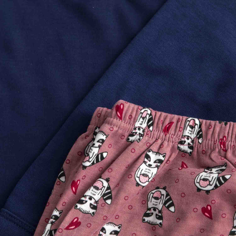 Pijama Mujer Mapache Afelpado Marino