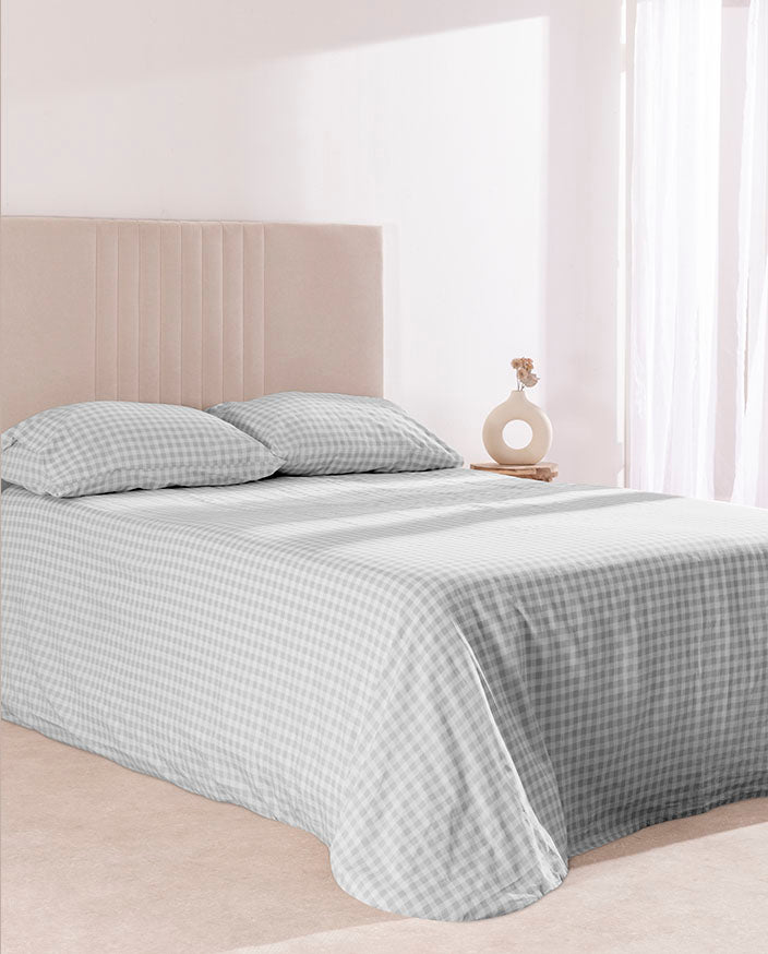 Dúo Nórdico Don Algodon Elia 150 Hilos Gris - Set Funda Nórdica + Funda de Almohada