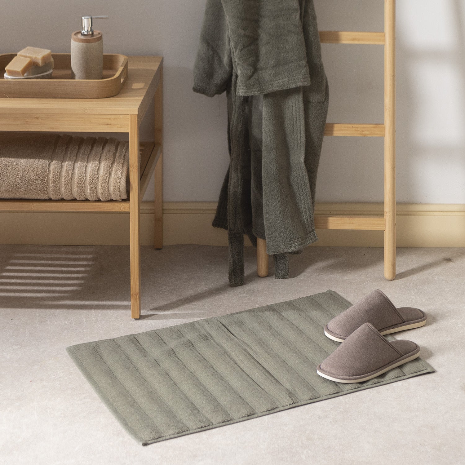 Alfombra de Baño Don Algodon Ribs Verde 50 x 70 cm