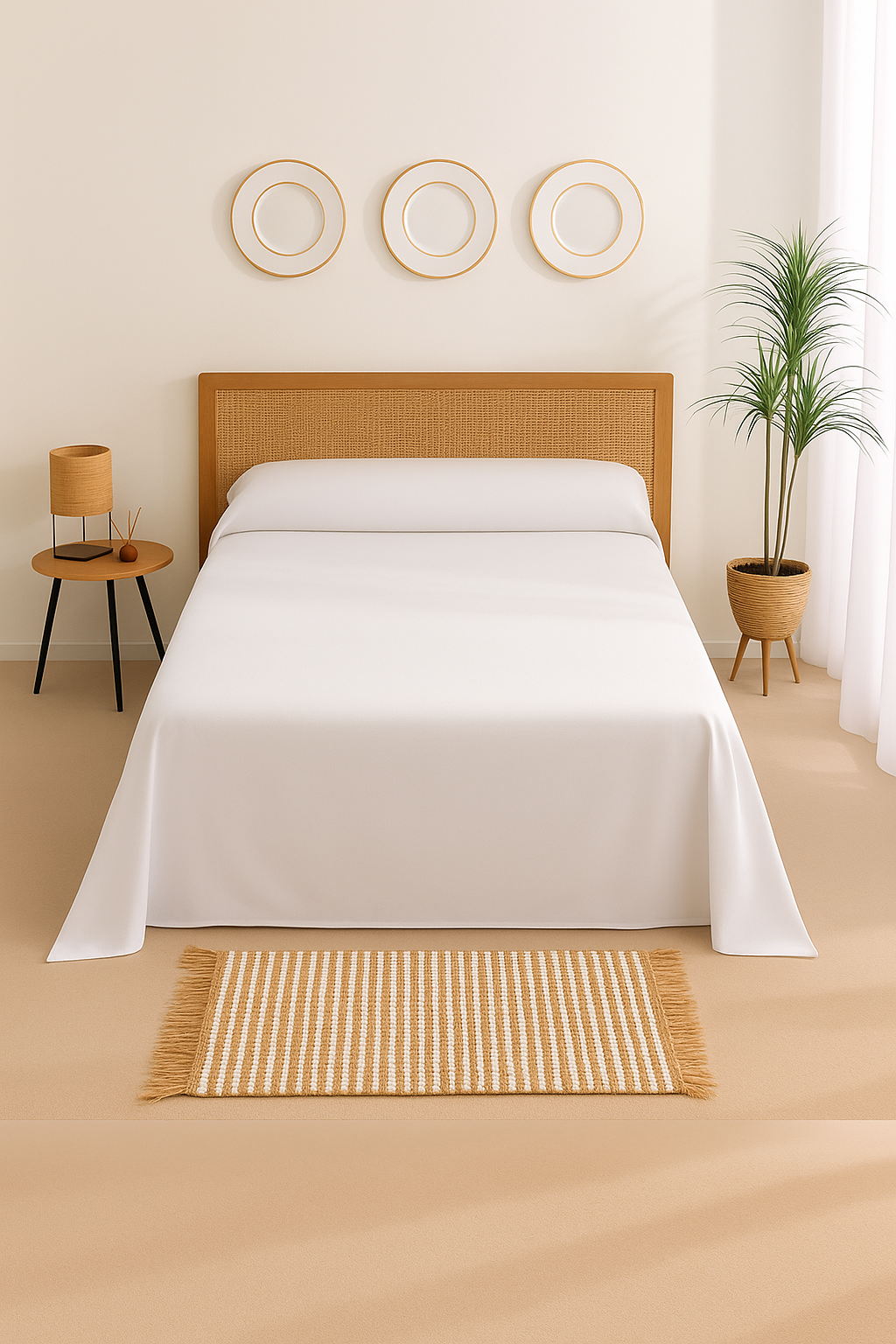 Alfombra Natural Blanca Doble Rayas 60x90 cm