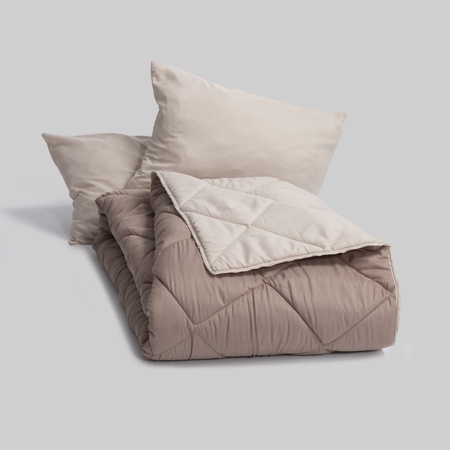 Edredón Eden Samanta Bicolor Arena/Avellana - Set Edredón + Funda de Almohada