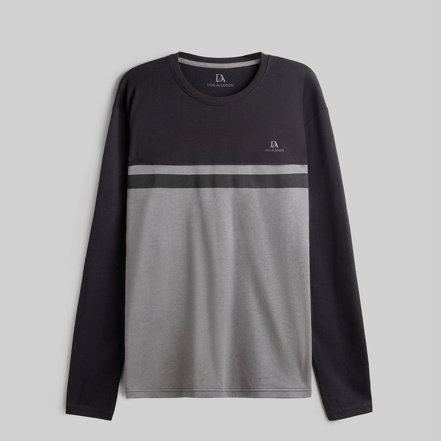 Pijama Don Algodon Hombre Liso Negro y Gris