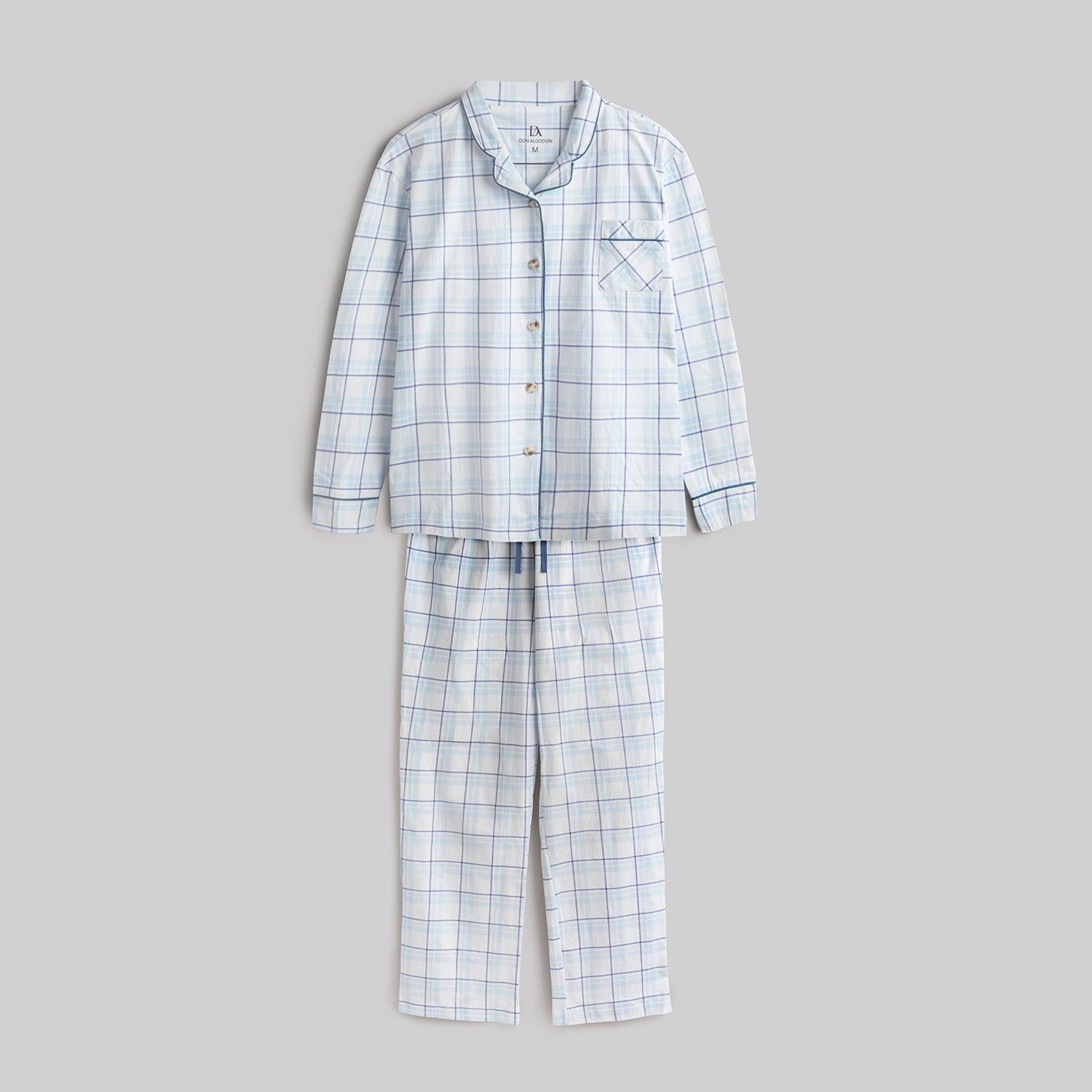 Pijama Don Algodon Mujer Cuadros Azul