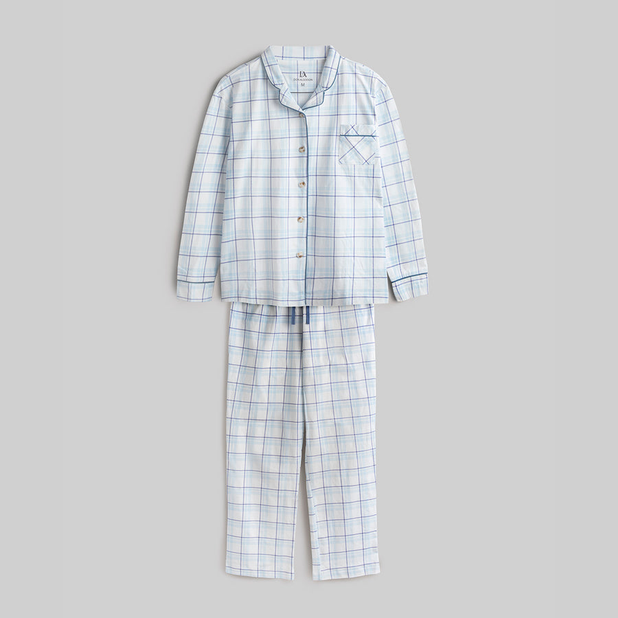 Pijama Cuadros Don Algodon Mujer Azul