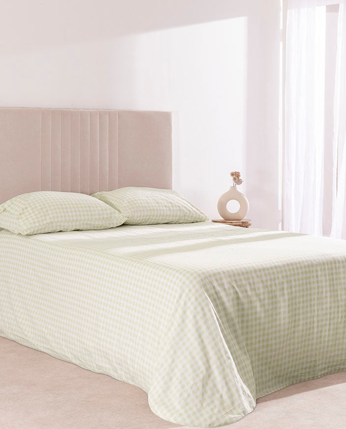 Dúo Nórdico Don Algodon Elia 150 Hilos Verde - Set Funda Nórdica + Funda de Almohada