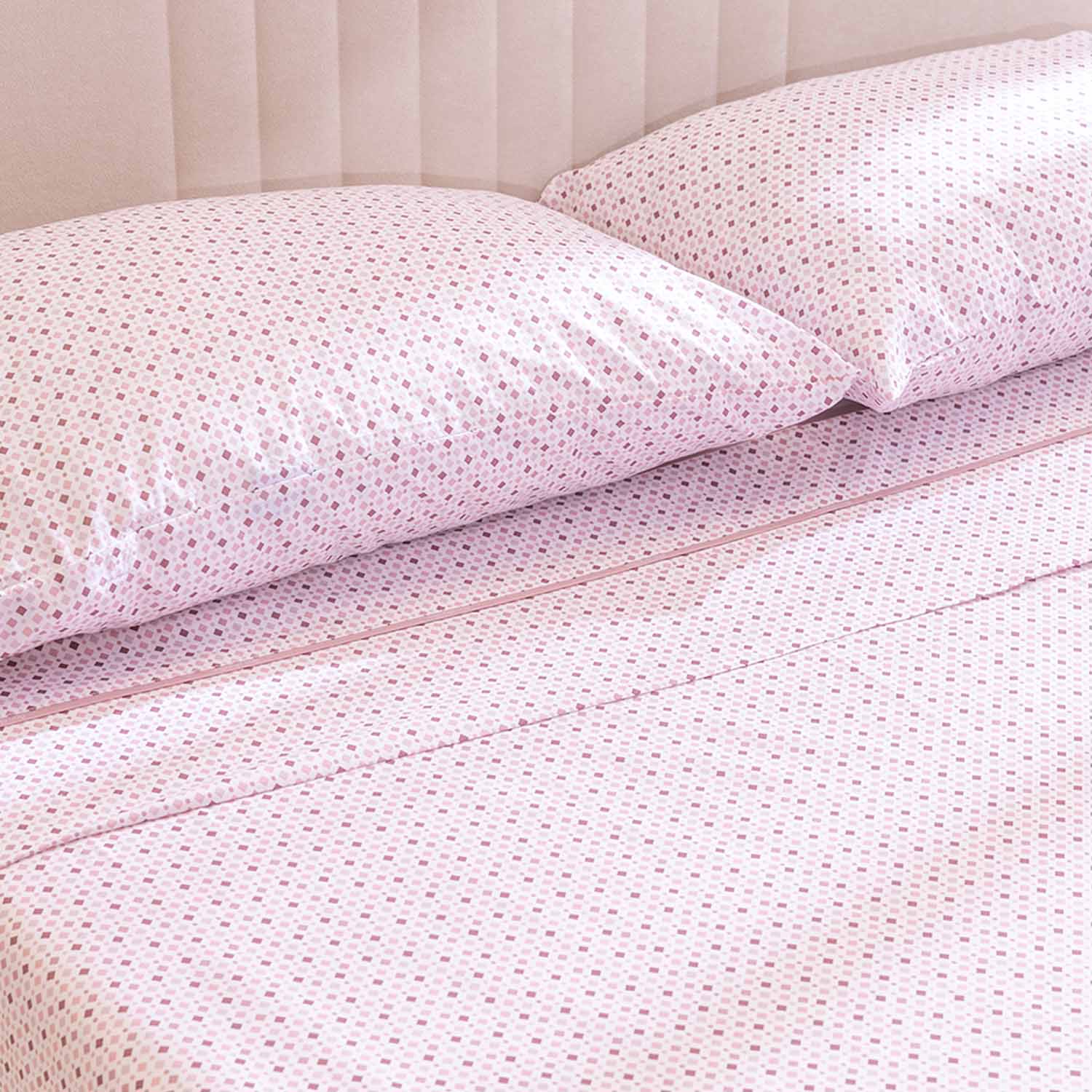 Juego de Sábanas Estampado Don Algodon Nikos Rosa