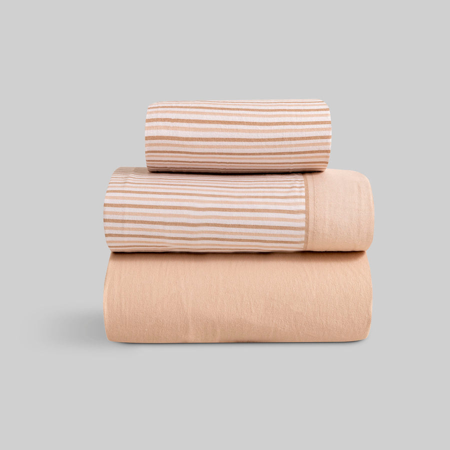 Juego de Sabanas Rossana Franela Andri Beige