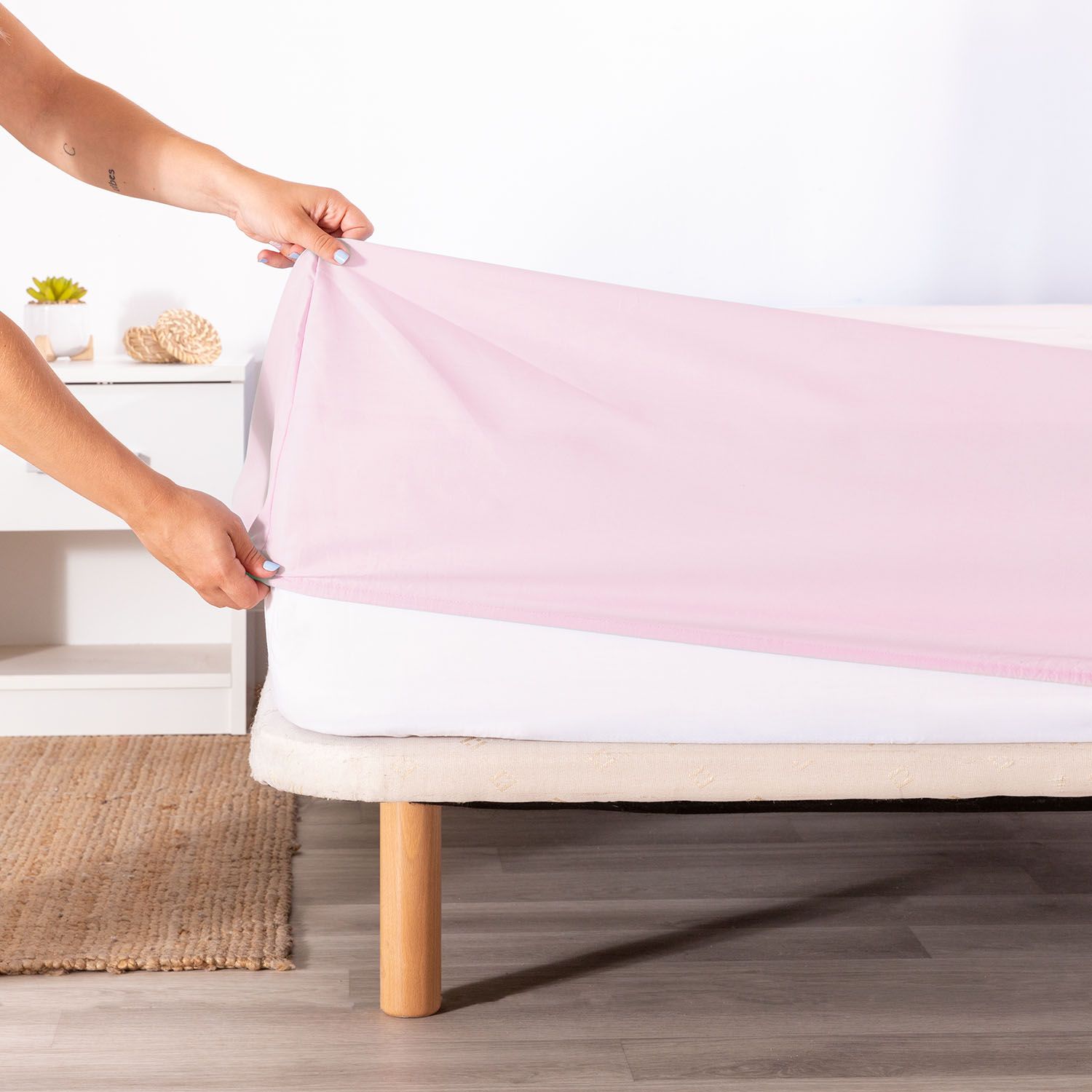 Sábana Bajera Karamelo Rosa