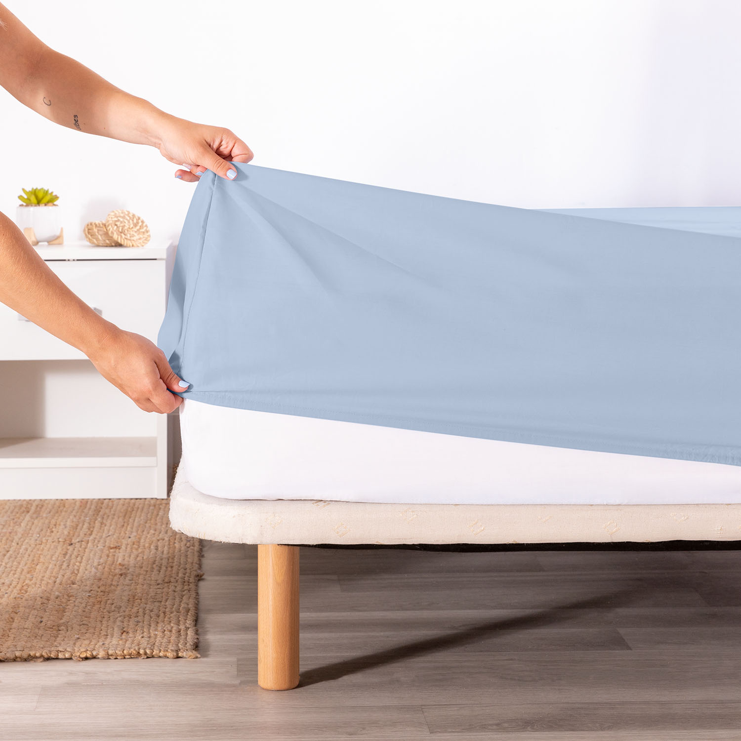 Sábana Bajera Karamelo Azulón