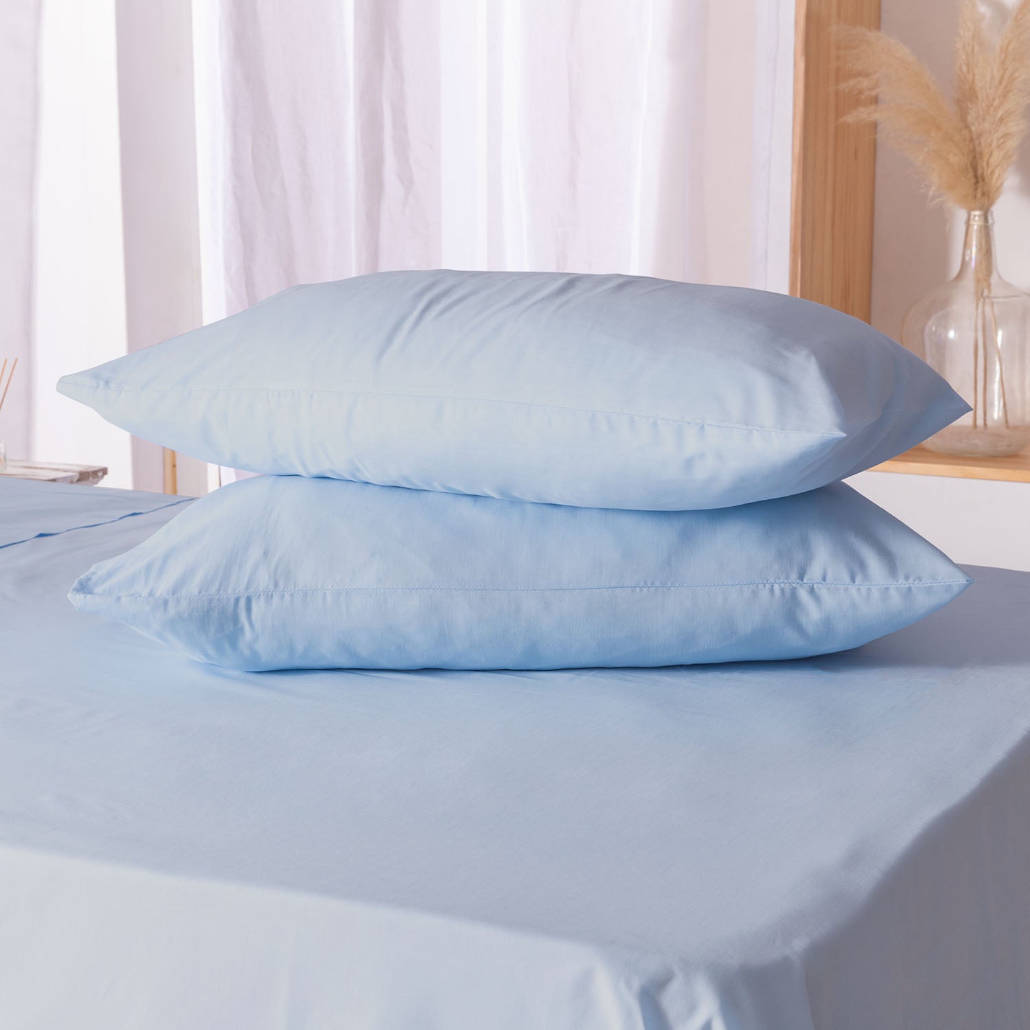 Funda de Almohada Karamelo Liso Azulón