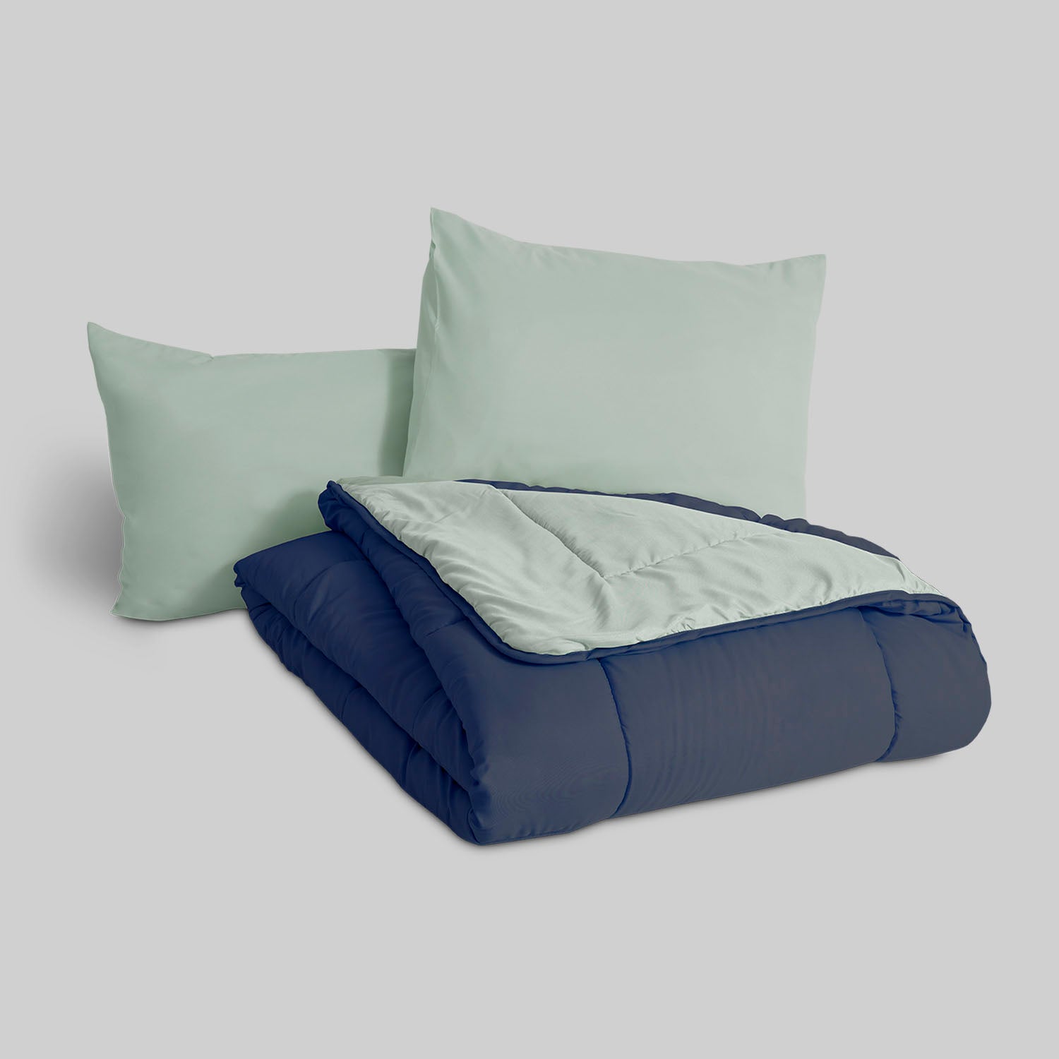 Edredón Eden Samanta Bicolor Agua Marina/Azul Petróleo - Set Edredón + Funda de Almohada