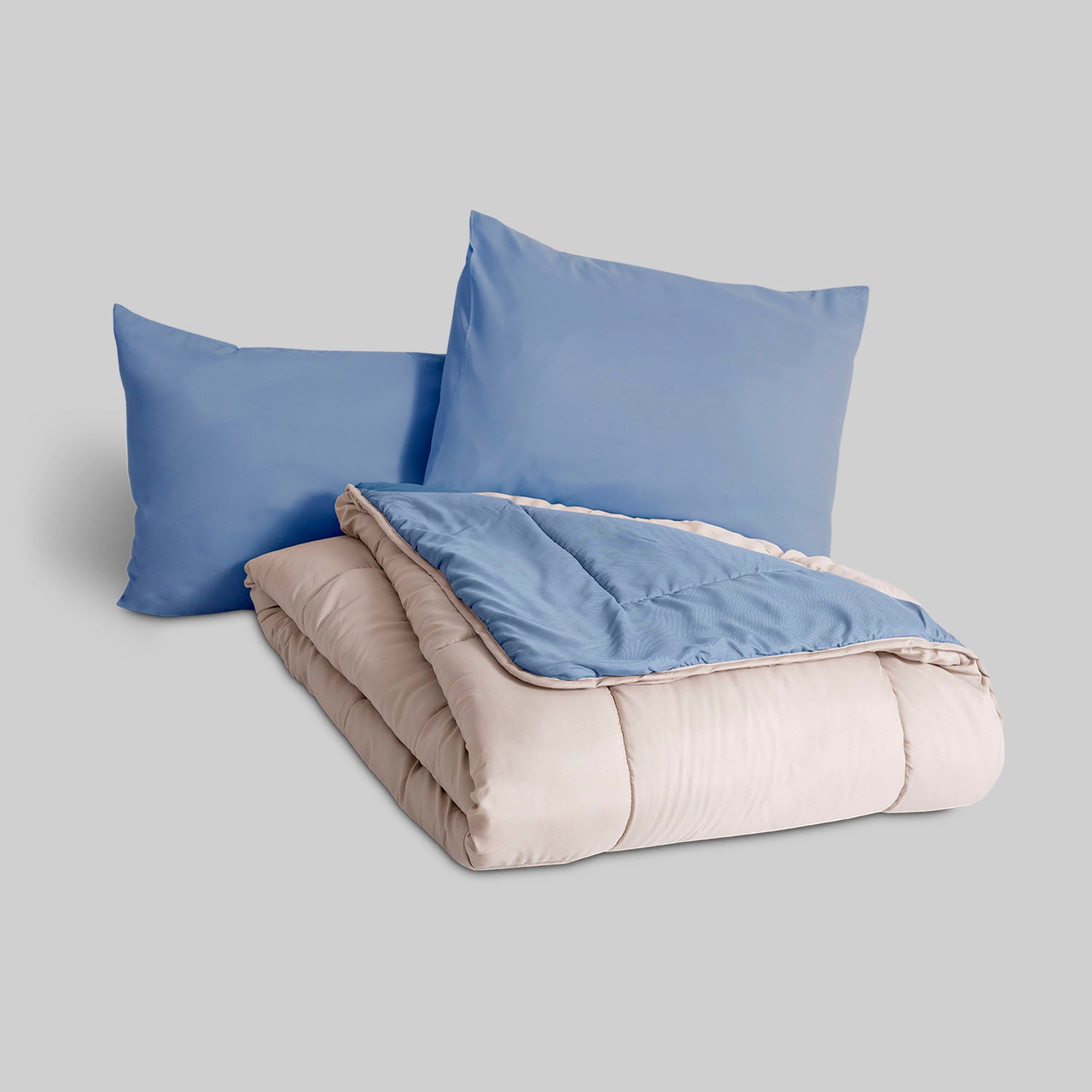 Edredón Eden Samanta Bicolor Azul/Beige - Set Edredón + Funda de Almohada