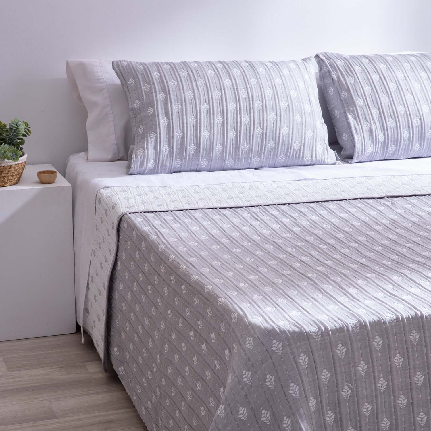 Colcha Don Algodon Layna Gris