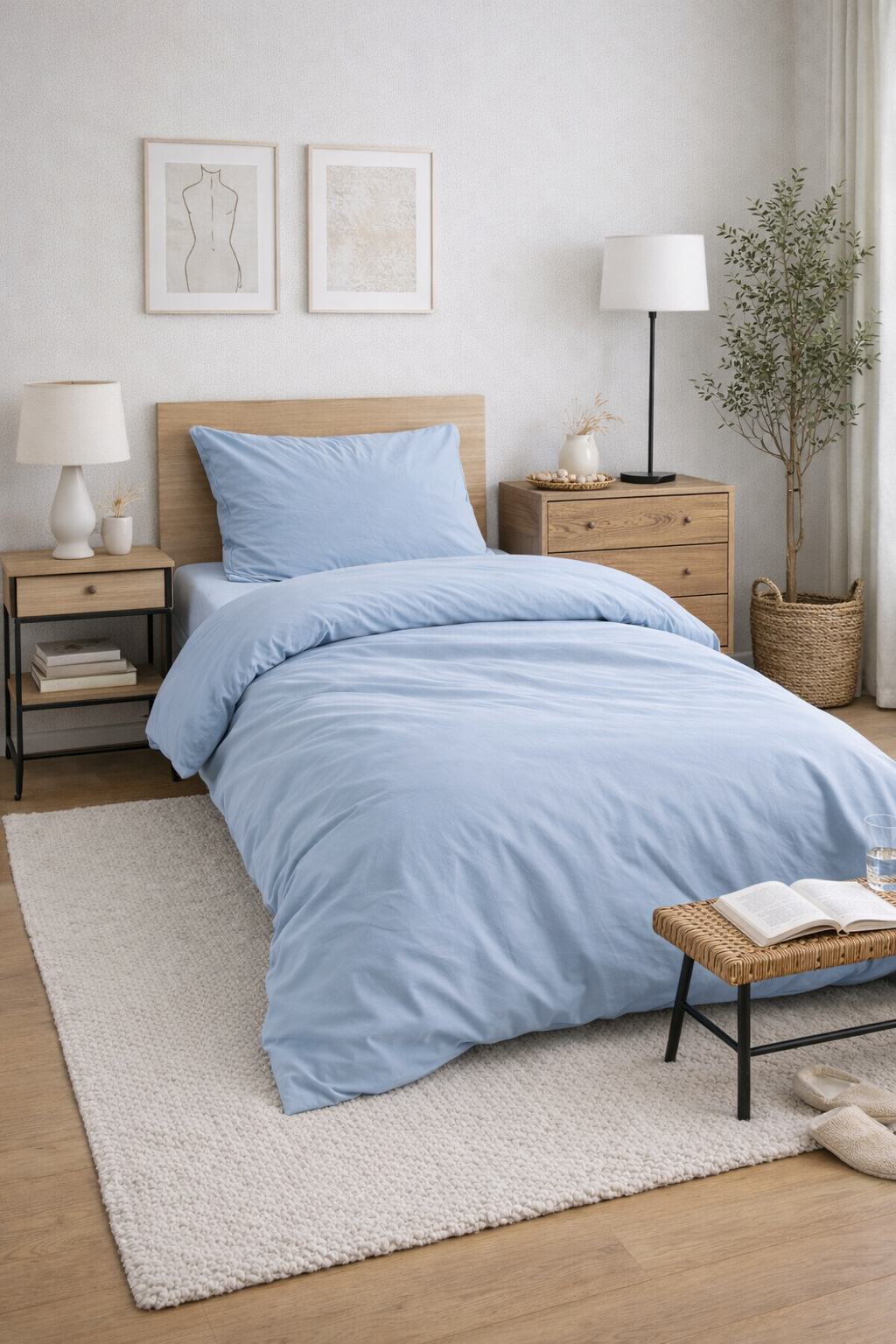 Funda Nórdica Don Algodon Percal 180 Hilos Azul Cielo