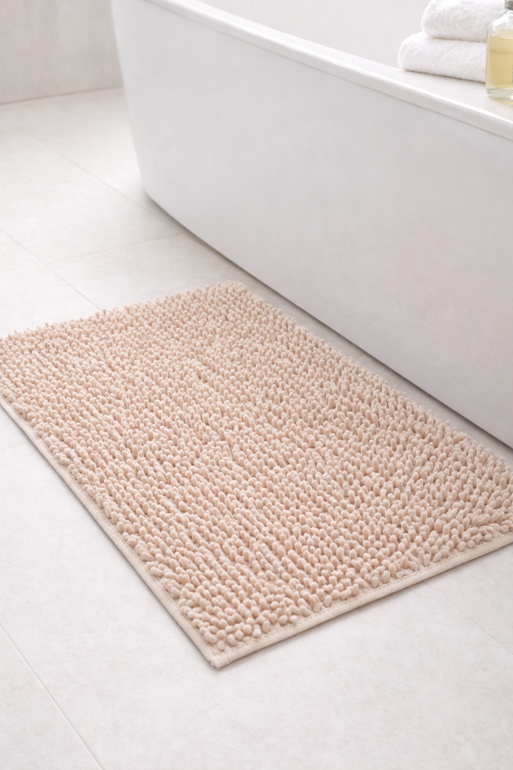 Alfombra de Baño Eden Shagy Lisa Beige 60 x 40 cm