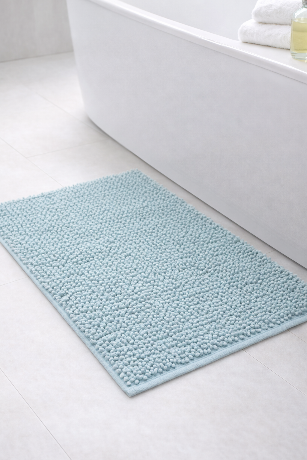 Alfombra de Baño Eden Shagy Lisa Agua Marina 60 x 40 cm