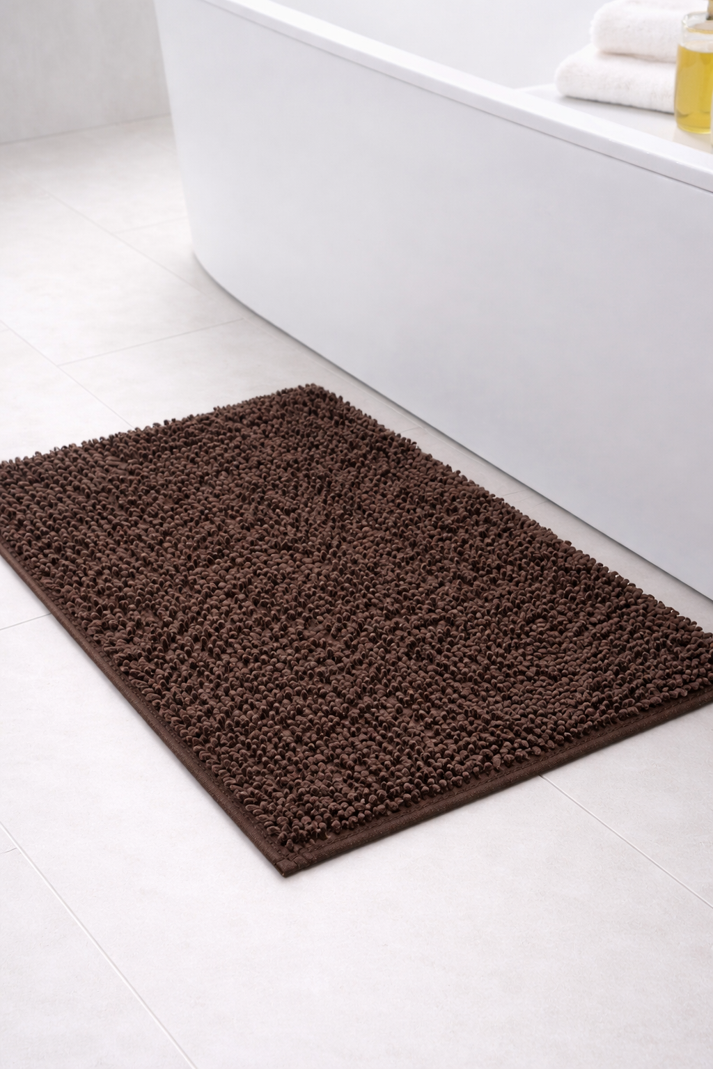 Alfombra de Baño Eden Shagy Lisa Chocolate 60 x 40 cm