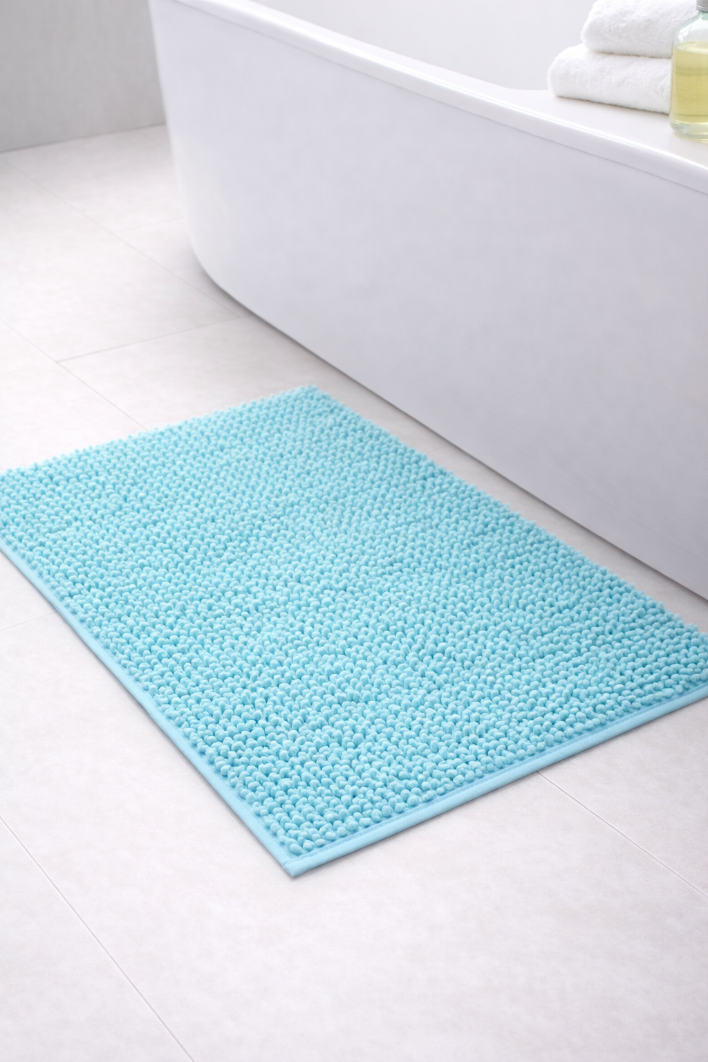 Alfombra de Baño Eden Shagy Lisa Turquesa 60 x 40 cm