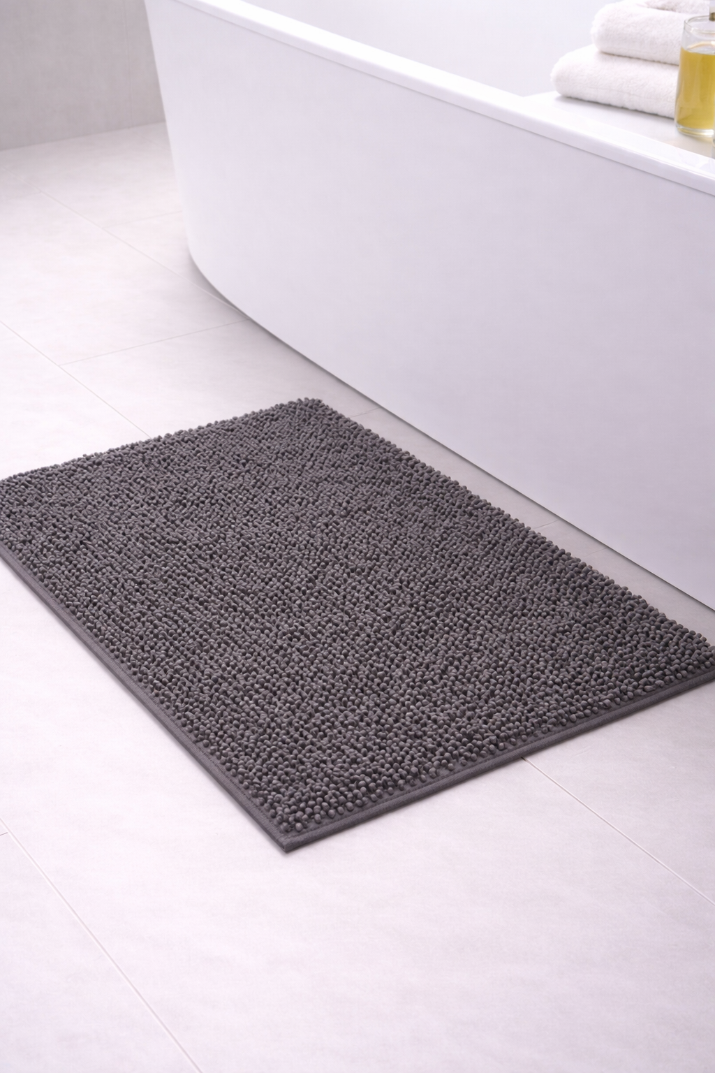 Alfombra de Baño Eden Shagy Lisa Acero 60 x 40 cm