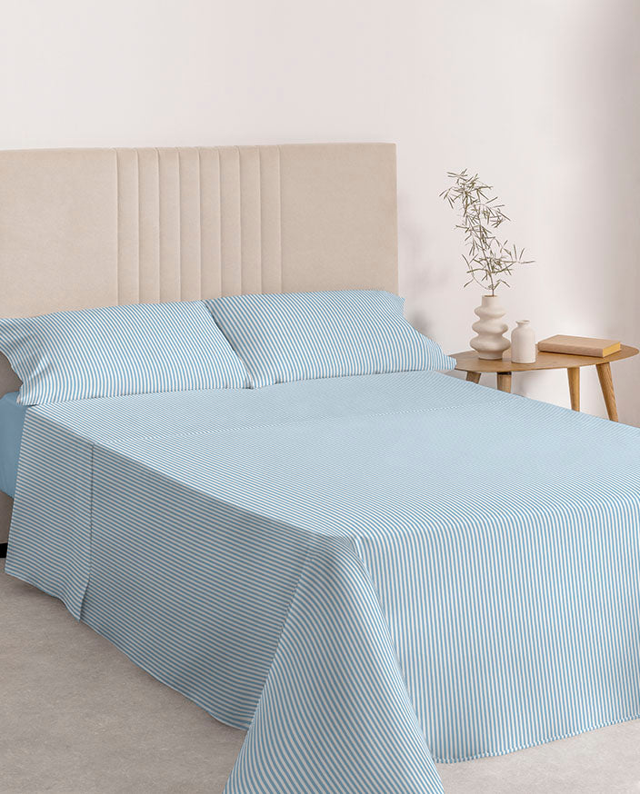 Dúo Nórdico Don Algodon Olena 150 Hilos Azul - Set Funda Nórdica + Funda de Almohada