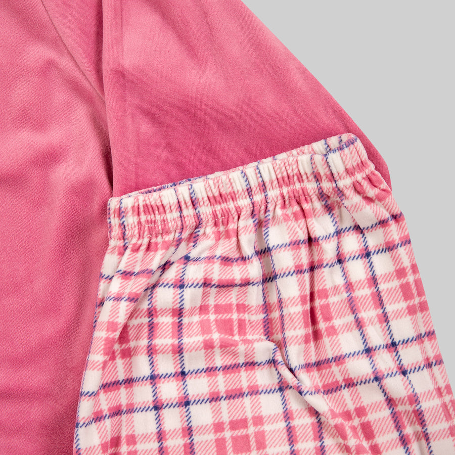 Pijama Terciopelo Cuadro Rosa