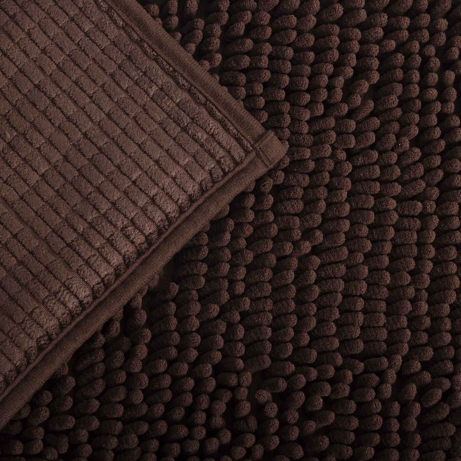 Alfombra de Baño Eden Shagy Lisa Chocolate 60 x 40 cm