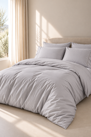 Dúo Nórdico Don Algodon Satén 300 Hilos Elba Gris - Set Funda Nórdica + Fundas Almohada