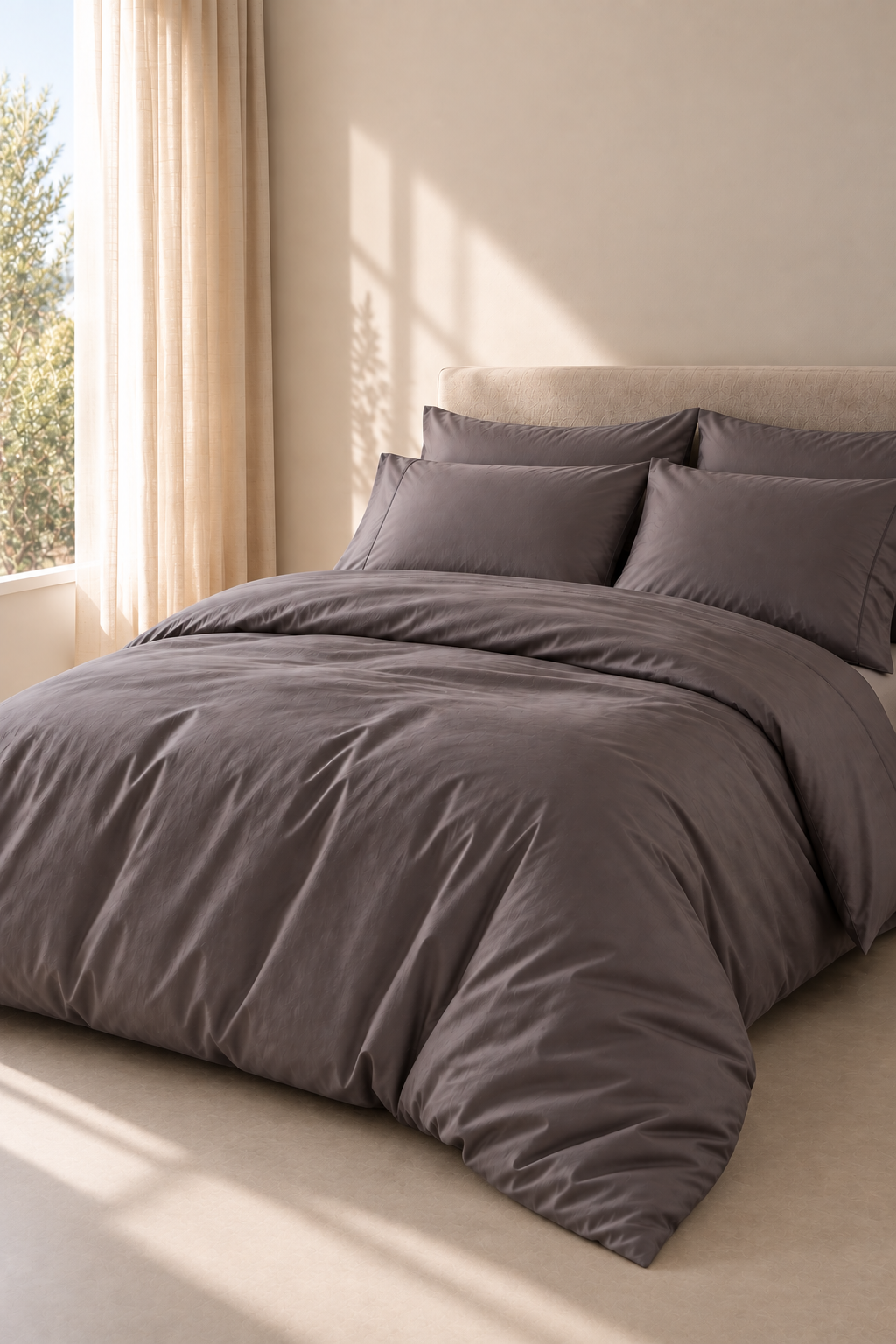Dúo Nórdico Don Algodon Satén 300 Hilos Elba Gris Marengo  - Set Funda Nórdica + Funda Almohadas