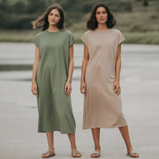 Vestido Midi Manga Semi-Corta Mujer